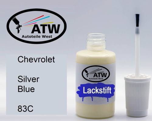 Chevrolet, Silver Blue, 83C: 20ml Lackstift, von ATW Autoteile West.